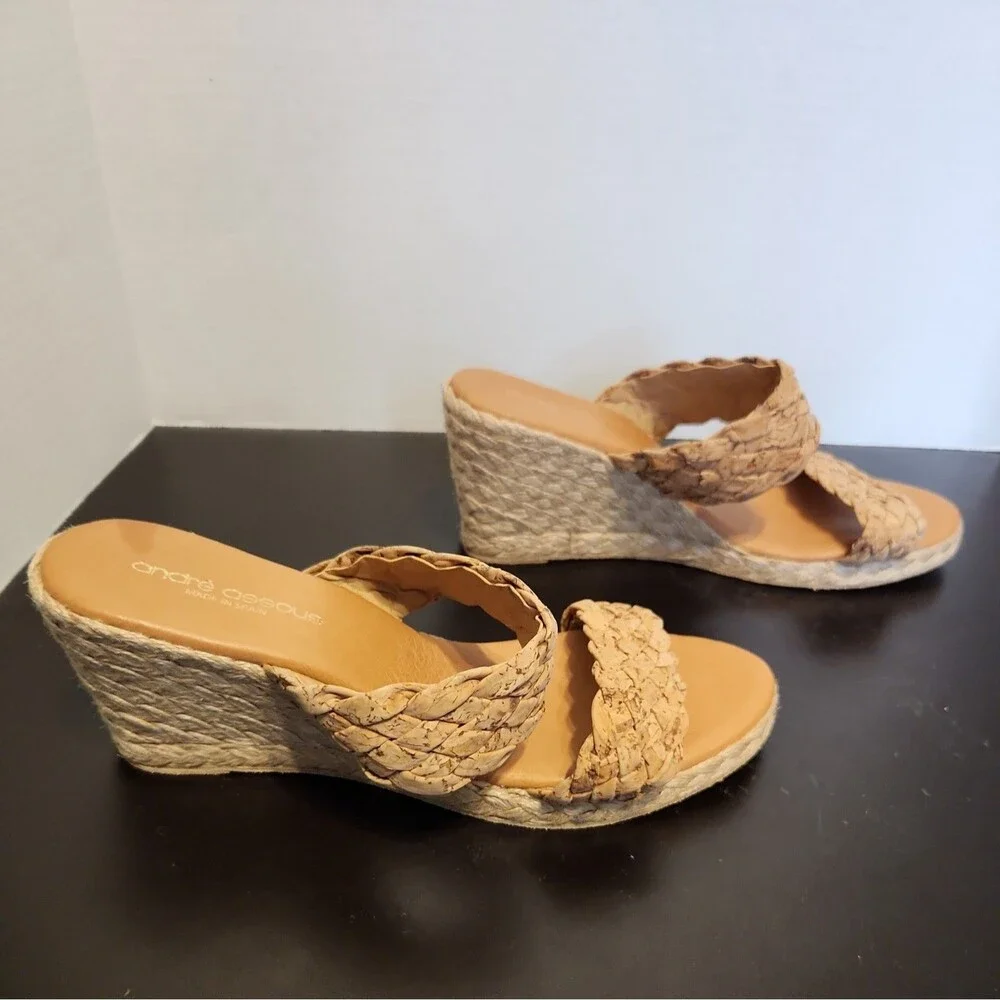 André Assous Aria Espadrille Wedge Beige Sandals EU 40